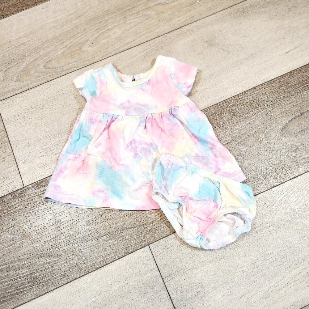 0-3 Months Girls Dress & Diaper Cover Set